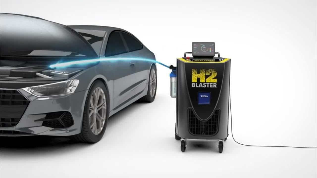 Mašina TEXA H2 Blaster priključena na motor automobila tokom dekarbonizacije